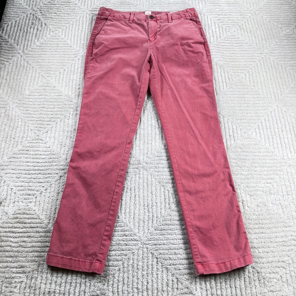 Gap Girlfriend Chino Pants Women's 2 Red Sequoia Straight Leg Stretch Trousers